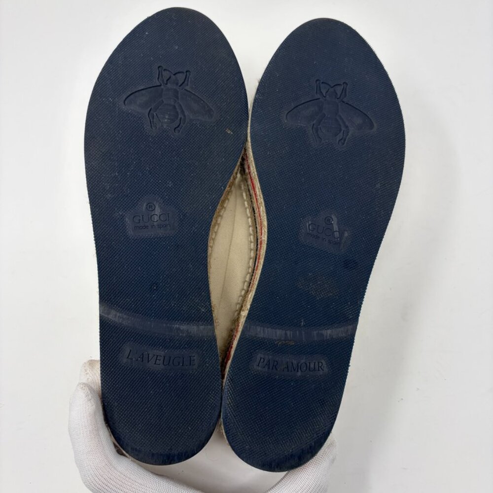 GUCCI Espadrille Sneaker Womens 38.5 / 8.5 US GUCCI Logo Prints Platform Wedge - Picture 12 of 15
